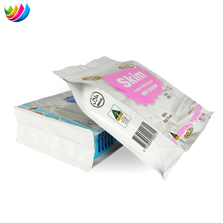 Printed Customized Plastic Aluminum Foil Coffee Powder Milk Bag Flat Bottom Pouch with Zipper