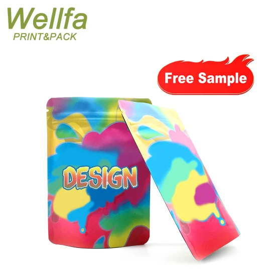 Smell Proof Custom Printed Reusable Plastic Heat Seal Mini Ziplock Baggies Stand up Pouch 3.5g Resealable Mylar Bags