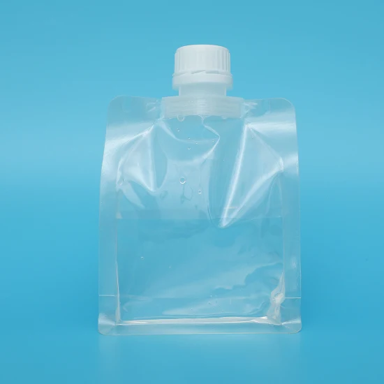 Wholesale Portable Travel Fluid Makeup Packing Bag Transparent Packaging Bag Plastic Stand up Spout Pouch