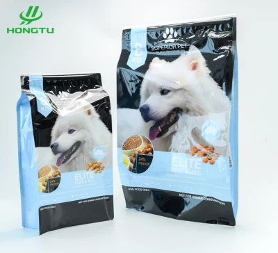 Customized Size Colors Pet Dog Food Cat Food Bag with Zipper Eight-Side Seal Food Packaging Bag