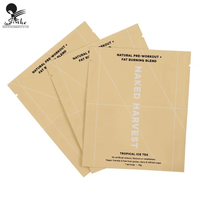 Heat Seal Matte 3 Side Seal Facial Mask Sheet Packaging Kraft Paper Aluminum Foil Laminated Pouch Cosmetic Packaging Bag